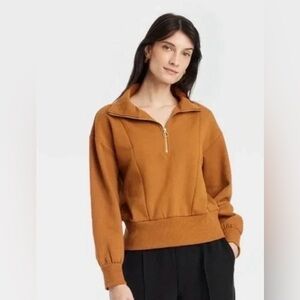Burnt Orange Quarter-Zip Pullover